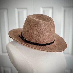 Light Brown Wide Brim Wool Felt Fedora